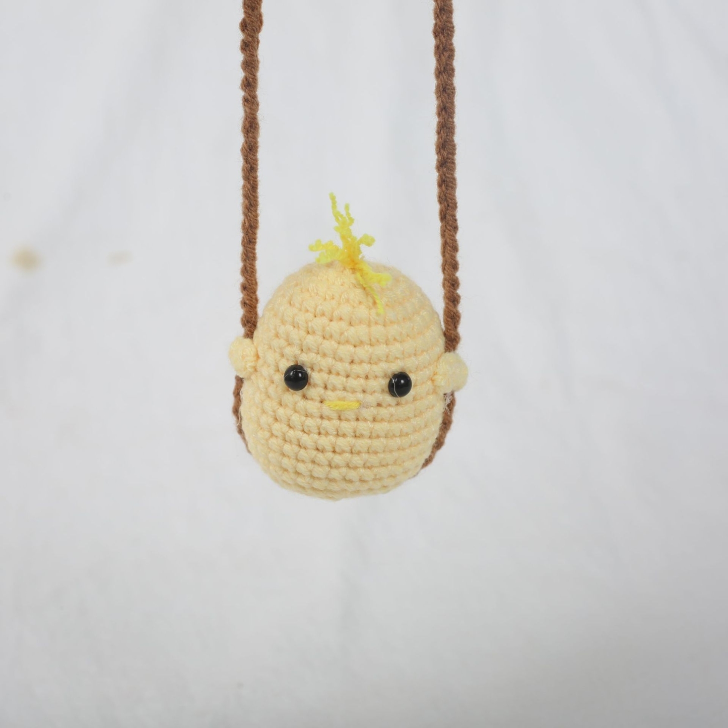 Adorable Crochet Frog on a Swing - Whimsical Handmade Car Hanging Charm, Cute Baby Duck Crochet - 