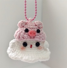 Handmade Halloween Crochet Car Accessories Pumpkin Decor Rear Mirror Hanger fall autumn ghost, cute hanging amigurumi holiday swing ornament - 