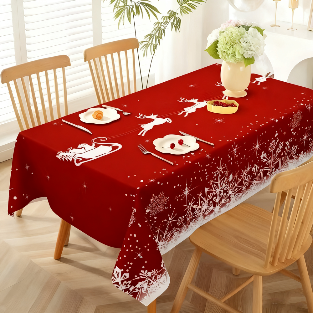Christmas New Arrival Tablecloth, Digital Printed Festive Dining Table Cover, Holiday Home Decoration