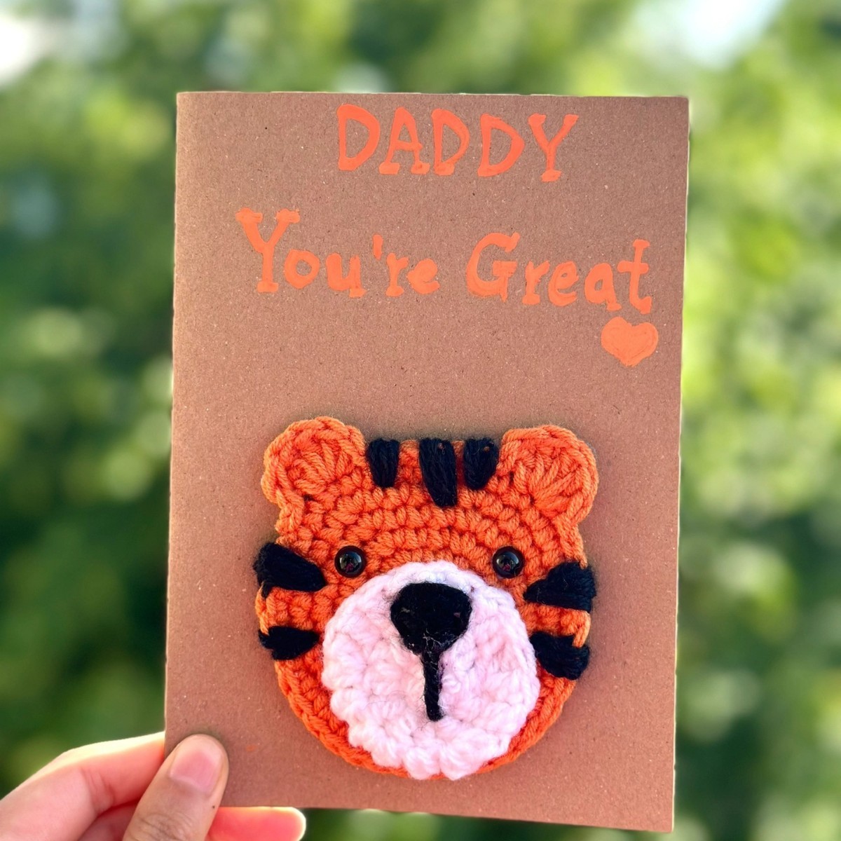 DADDY You're Great! Greeting Card Handmade Crochet Greeting Card 3D Knitted Card