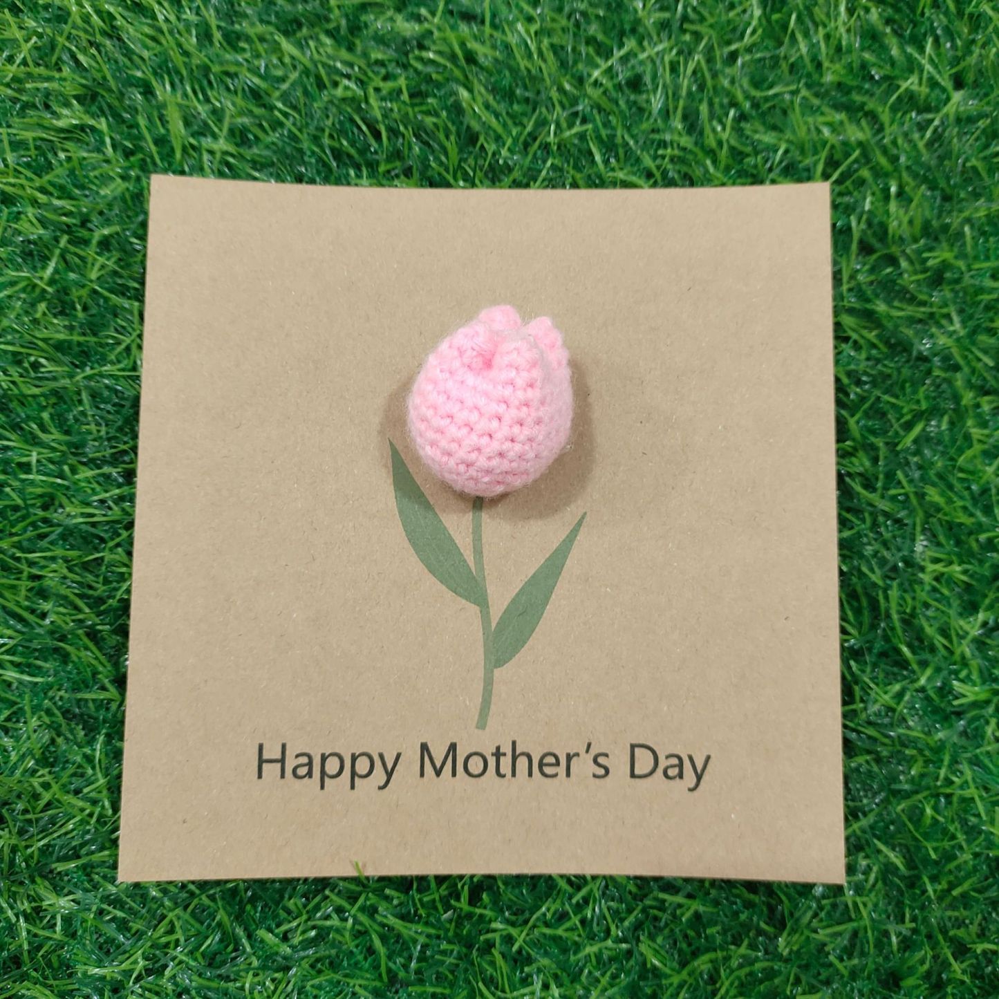 HAPPY Mother's Day Greeting Card Handmade Crochet Greeting Card 3D Knitted Card
