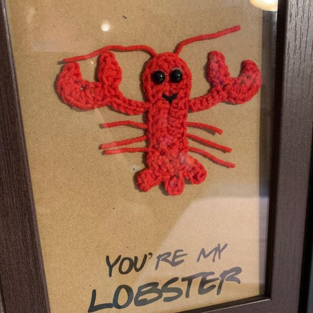 YOU'RE MY LOBSTER Greeting Card Handmade Crochet Greeting Card 3D Knitted Card
