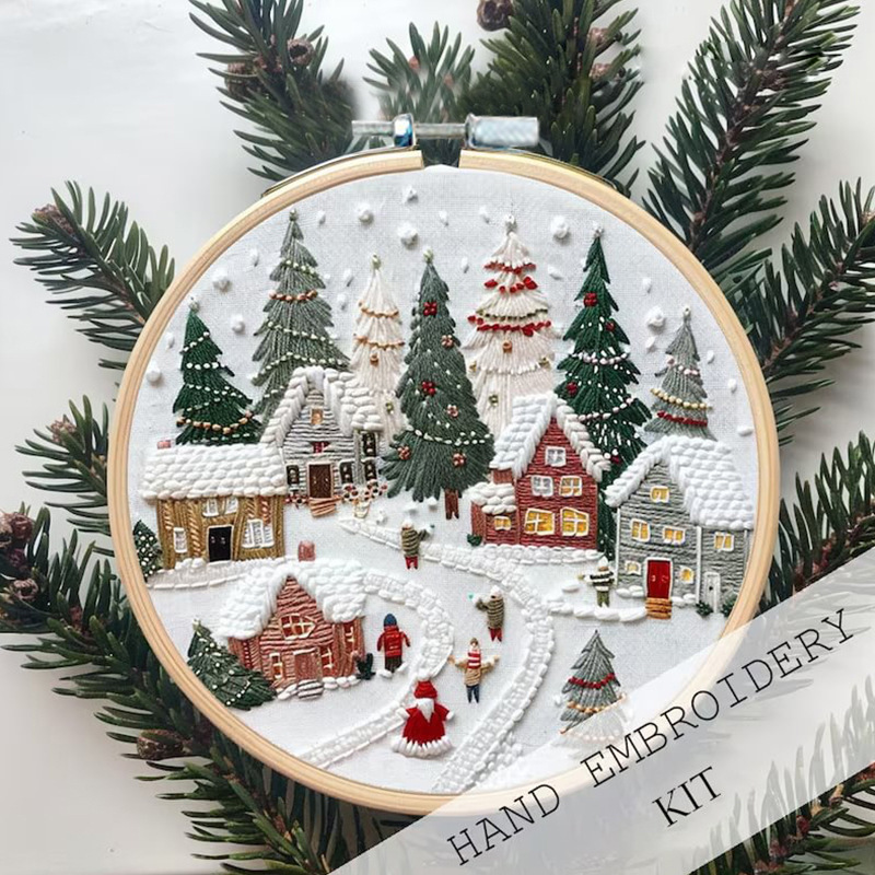 Christmas Embroidery Kit DIY Handmade For Adults And Children Handmade Embroidery Kit With Stamping Embroidery Patterns Suitable For Adult Beginners Christmas Embroidery