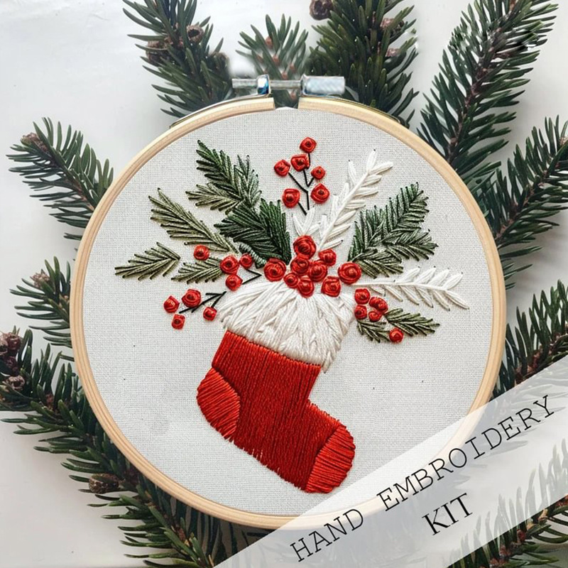 Christmas Embroidery Kit DIY Handmade For Adults And Children Handmade Embroidery Kit With Stamping Embroidery Patterns Suitable For Adult Beginners Christmas Embroidery