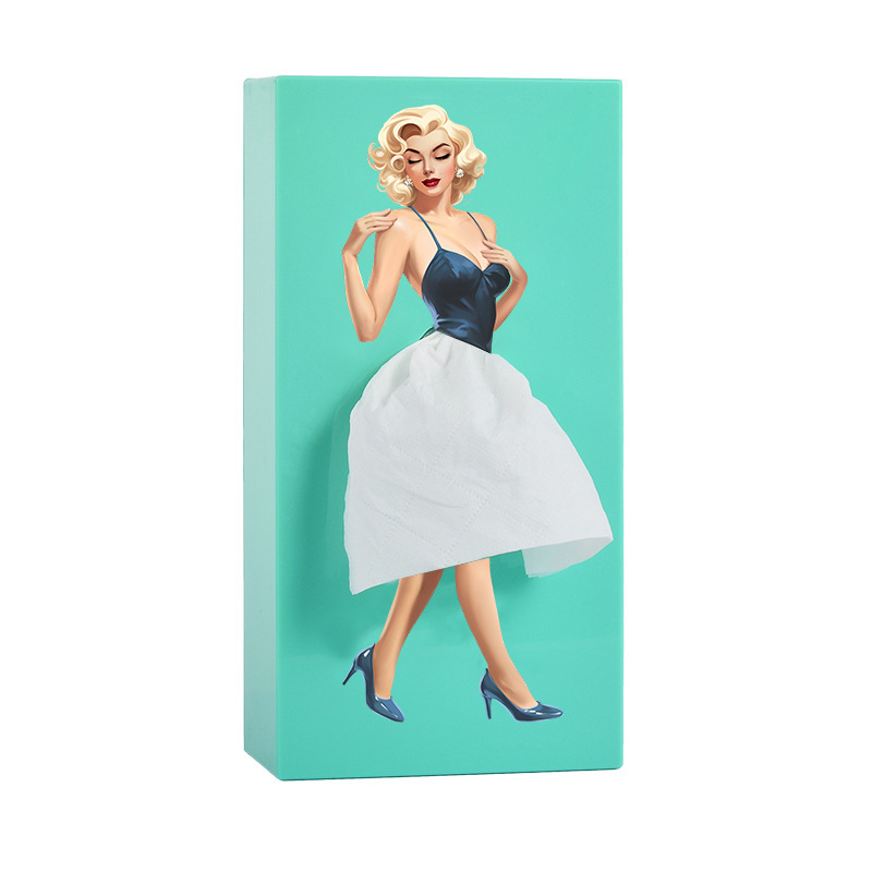 Girl's Long Skirt Tissue Box-Soaring Skirt Tissue Box Tissue, Creative Tissue Box Cover, Short Skirt Girl Cartoon Tissue Box, Tissue Cover Case Paper Dispenser for Home Office and Car