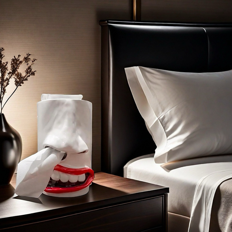 Funny Tissue Holder Decoration, Humorous Nostril Tissue Dispenser, Resin Craft Desktop Decor