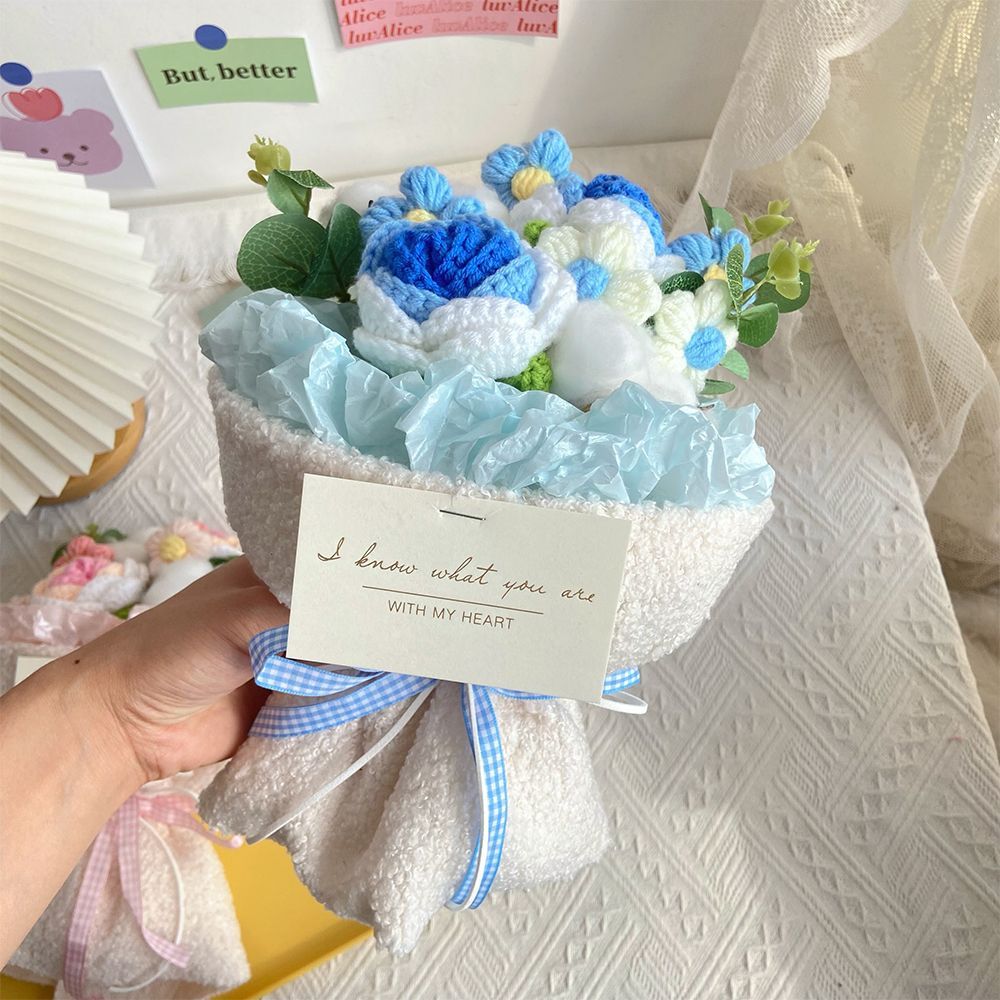Crochet Flowers Bouquet Handmade Knitted Flowers Bouquet Gift for Her - Myphotowallet
