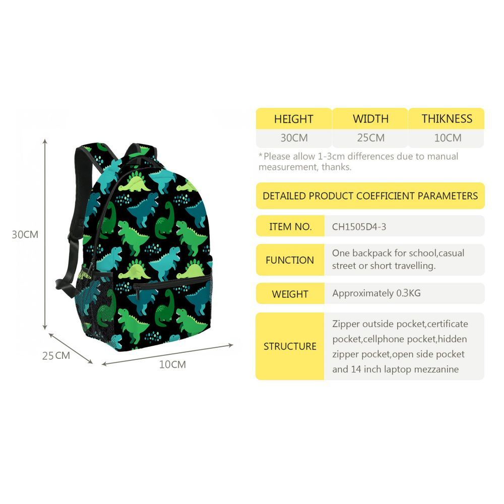School Backpack Dinosaur Kids Bookbag Preschool Kindergarten School Bag for Boys Girls - 