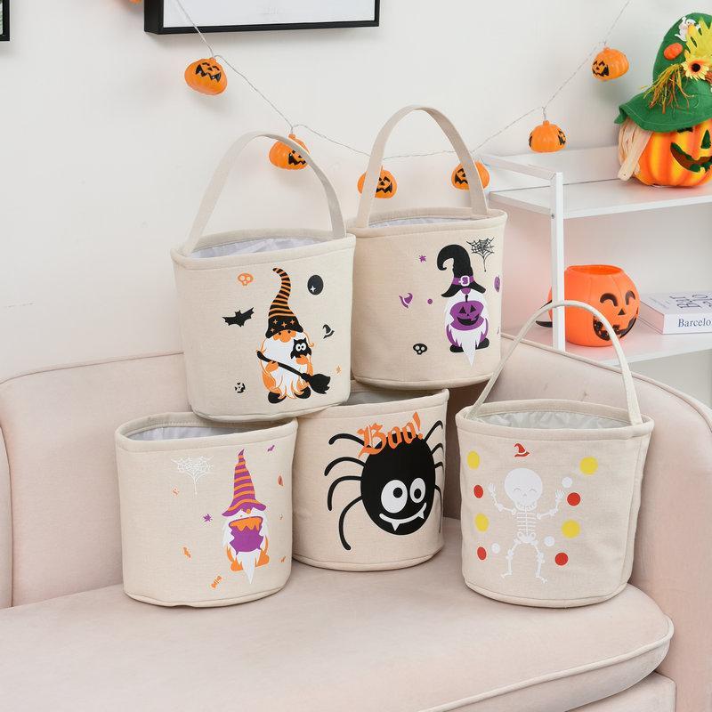 Trick or Treat Bucket Bag Halloween Basket Collapsible Storage Tote Bag - 