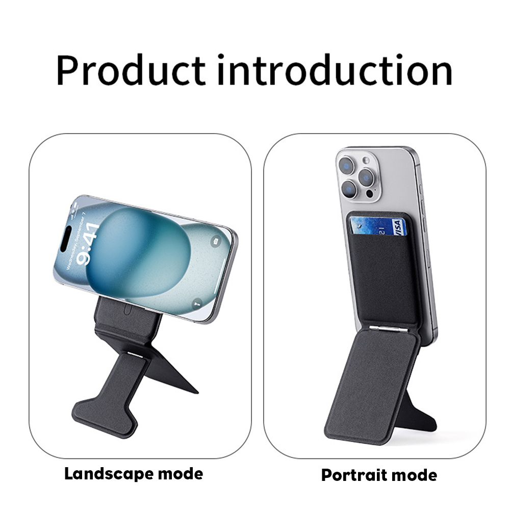 Adjustable Wallet Stand – Multi-Angle Viewing, Holds Cards & Cash, Strong Magnetic Phone Mount