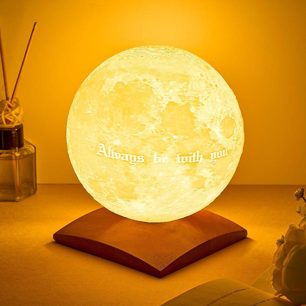 Moon Lamp 3D Printed Rotating Wooden Stand - myphotowallet