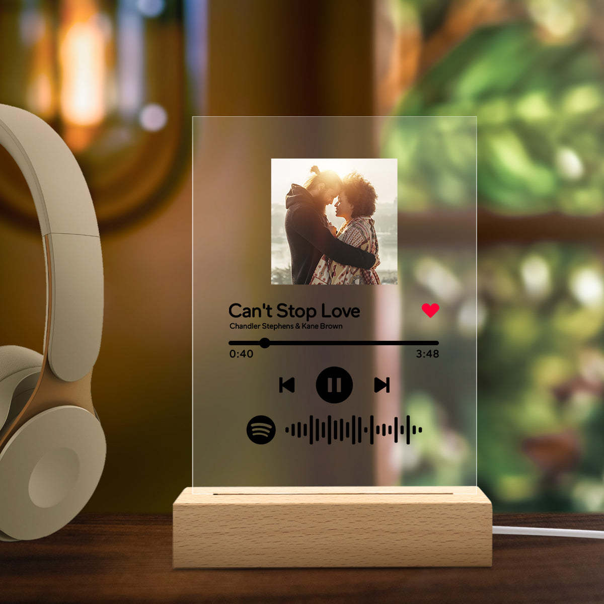 Custom Spotify Code Acrylic Music Plaque Night Light Spotify Art Glass Lamp