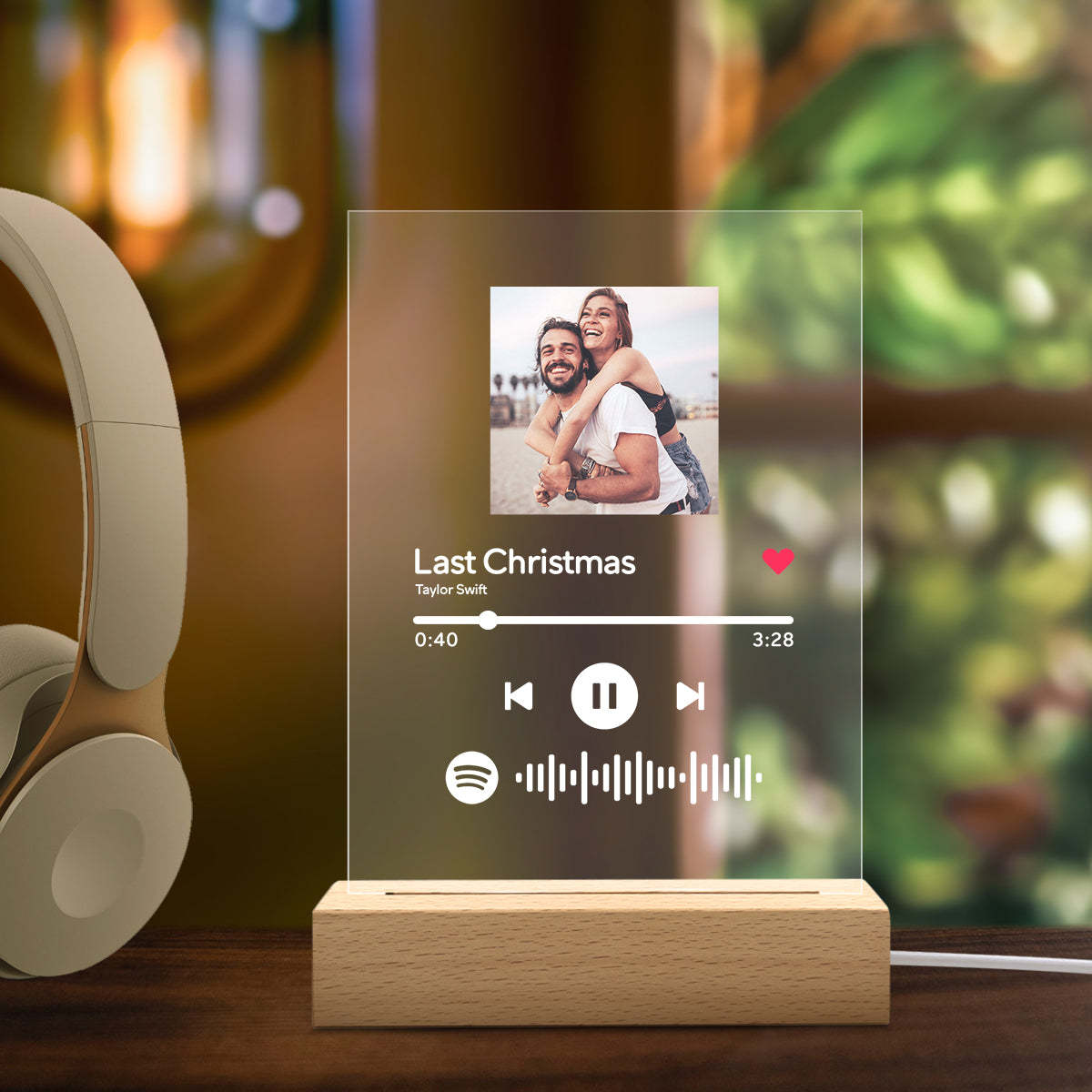Custom Spotify Code Acrylic Music Plaque Night Light Spotify Art Glass Lamp