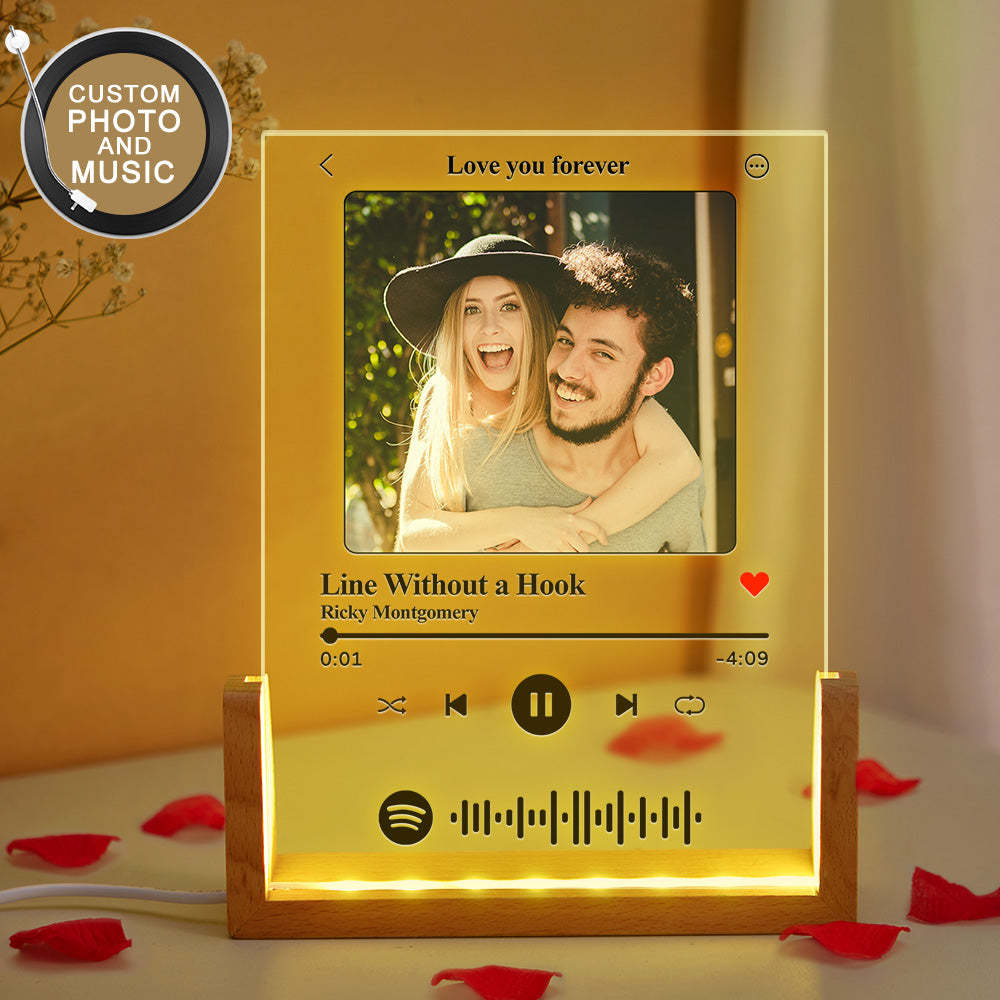 Spotify Code Colorful Photo Night Light Scannable Music Plaque Lamp Valentine's Day Gifts - Myphotowallet