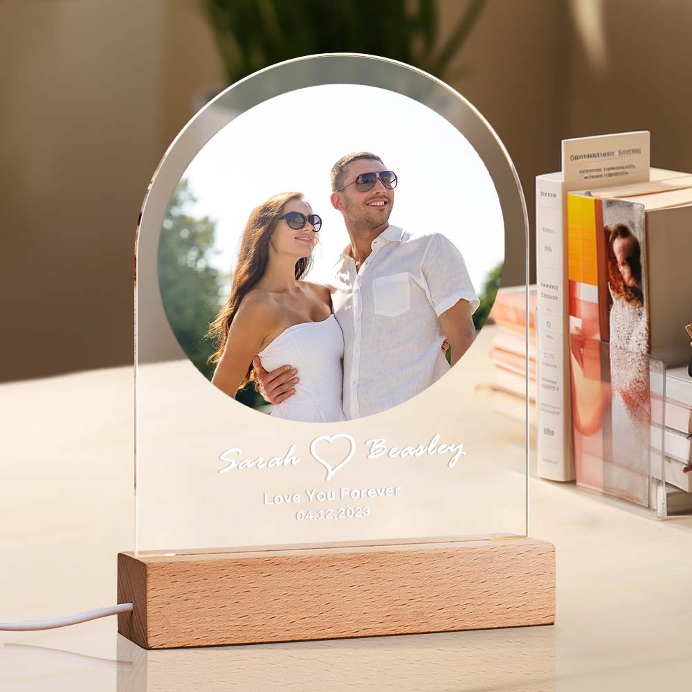 Anniversary Gift Custom Photo Night Light Save Our Date Personalized Lamp Home Decor