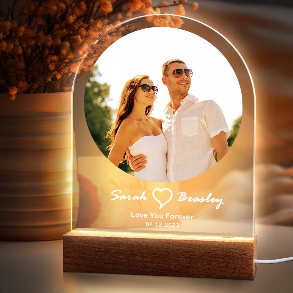 Anniversary Gift Custom Photo Night Light Save Our Date Personalized Lamp Home Decor