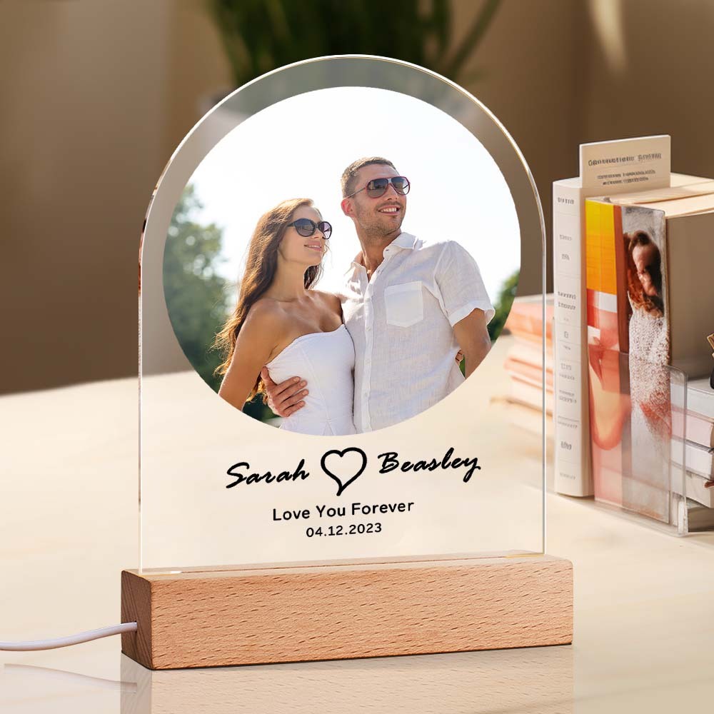 Anniversary Gift Custom Photo Night Light Save Our Date Personalized Lamp Home Decor