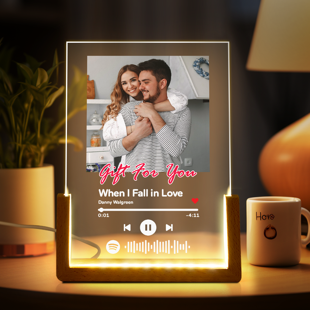 7 Color Photo Night Light Custom Spotify Scannable Music Code Plaque Lamp Gifts For Her