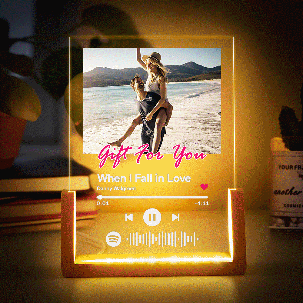 7 Color Photo Night Light Custom Spotify Scannable Music Code Plaque Lamp Gifts For Her