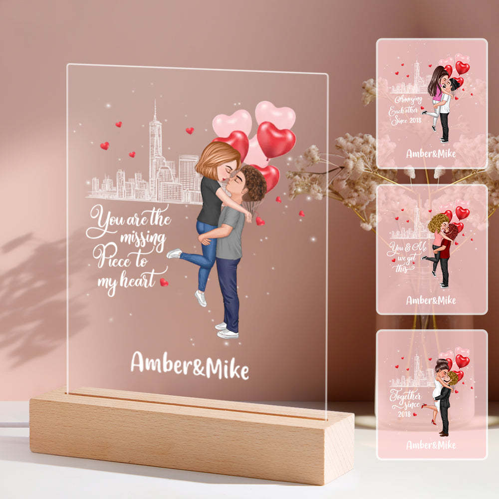 Custom Couple Image Cartoon Plaque Lamp Valentine's Gifts I'm Yours No