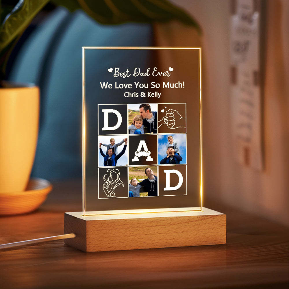 Personalized Photo Lamp Night Light Fathers Day Gifts Personalized Gifts Gift for Dad Best Dad Ever Custom Name Light - Myphotowallet