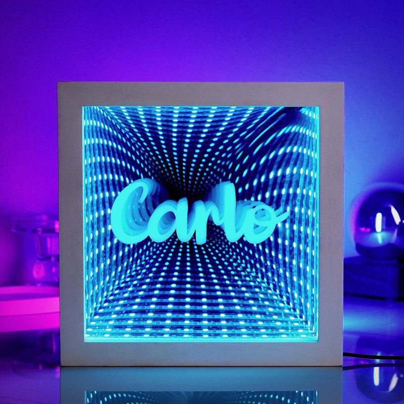 Custom Text Infinity Mirror Tunnel Lamp Personalized Name Single-Sided