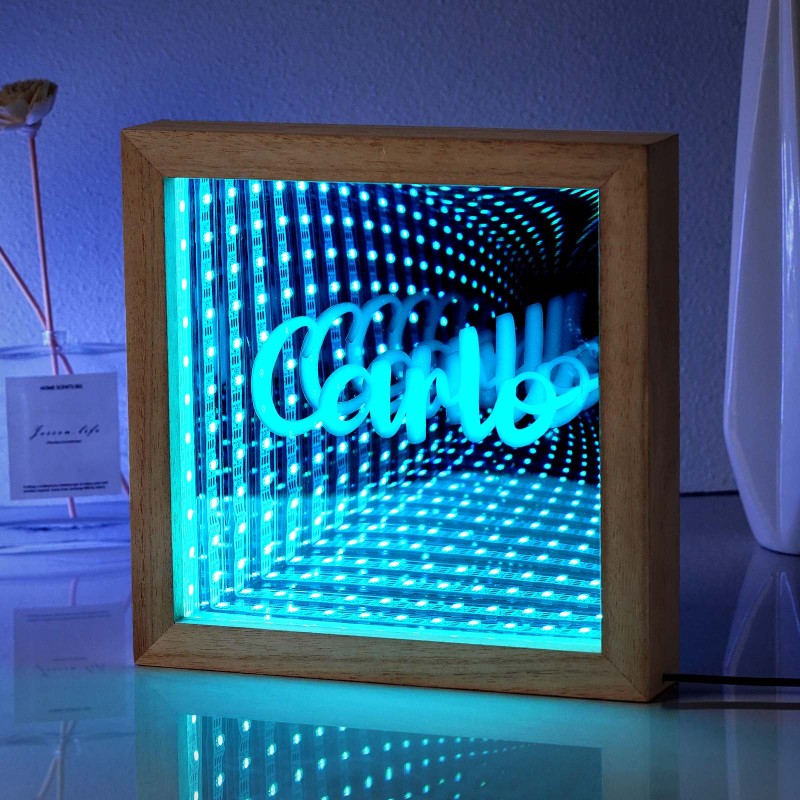 Custom Text Infinity Mirror Tunnel Lamp Personalized Name Single-Sided