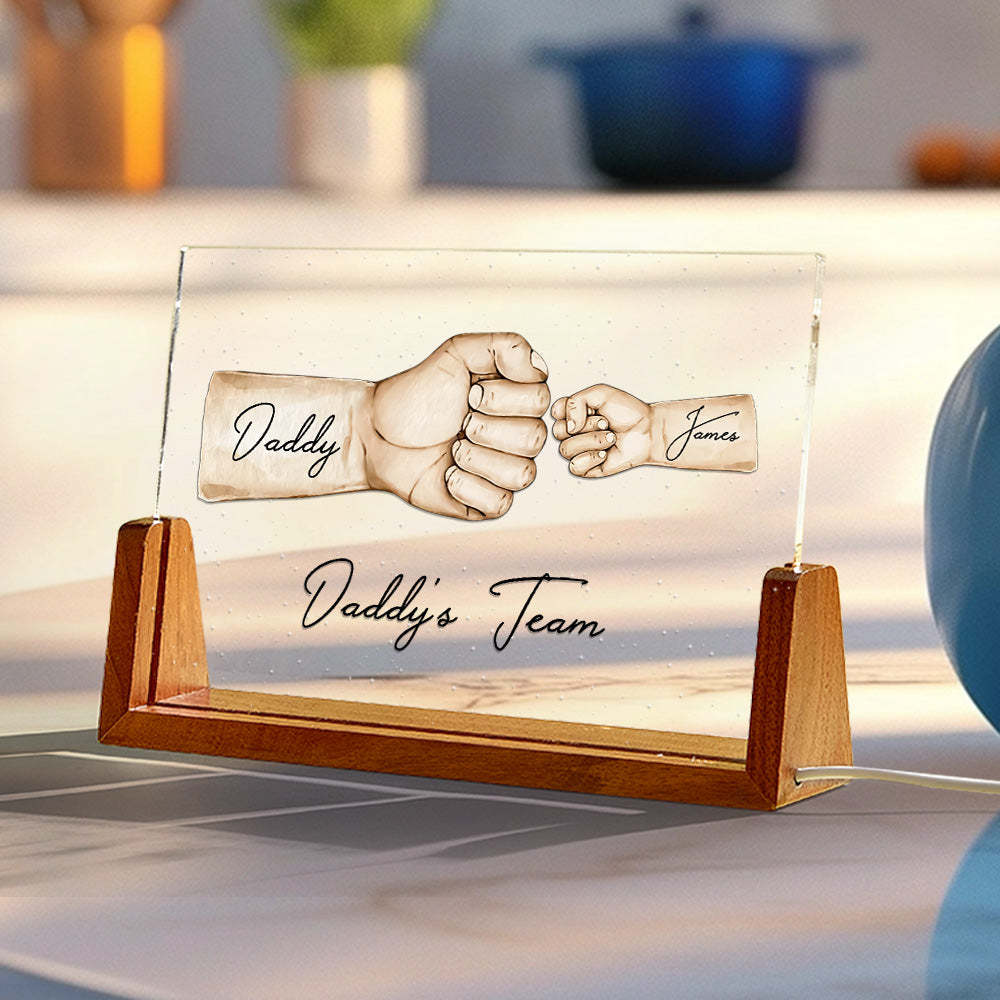 Custom Acrylic Keychain Personalized Daddy's Team Fist Bump Father's Day Gifts