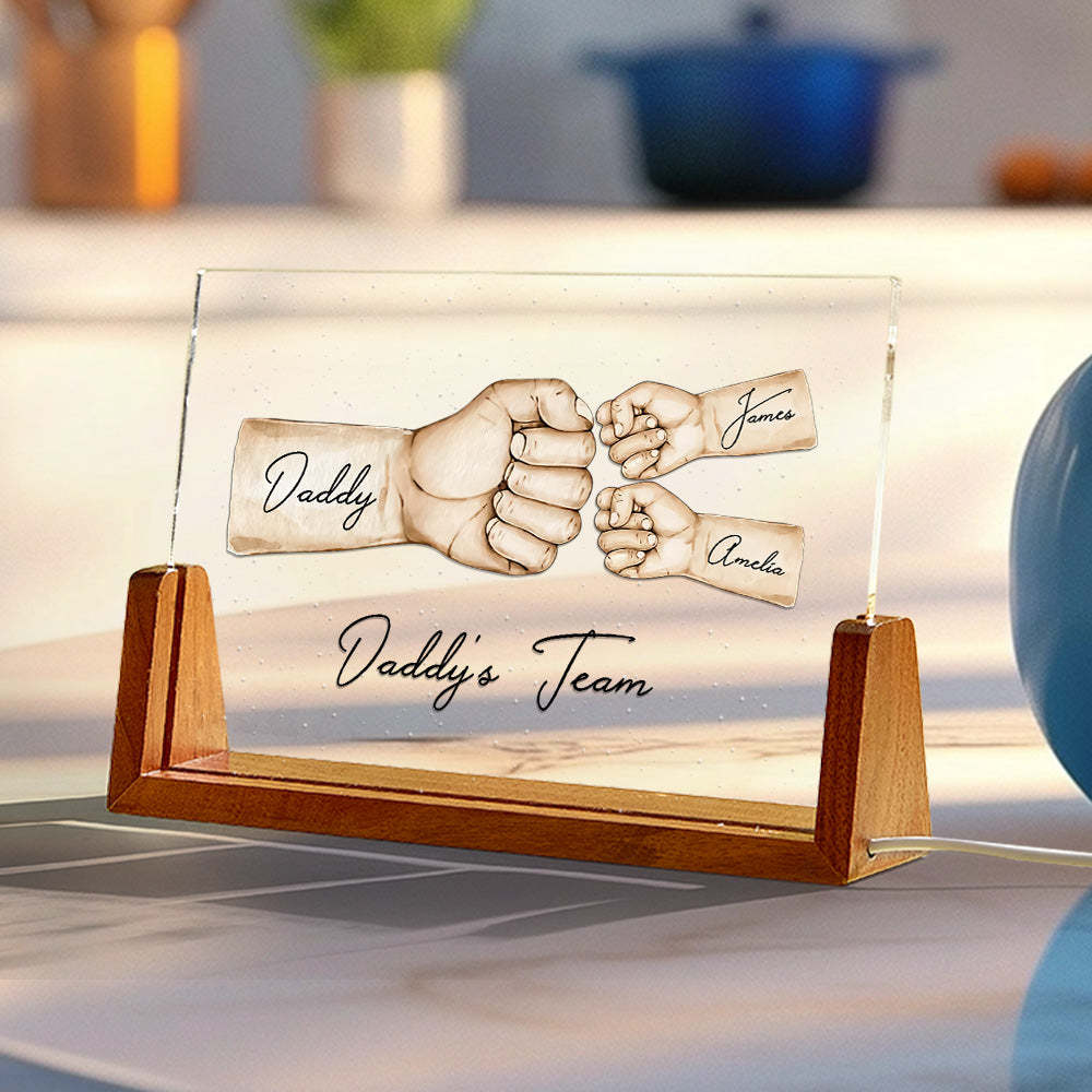 Custom Acrylic Keychain Personalized Daddy's Team Fist Bump Father's Day Gifts