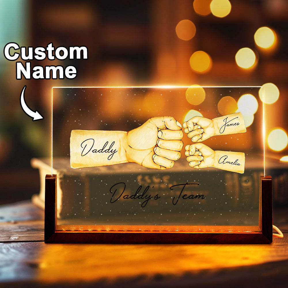 Custom Acrylic Keychain Personalized Daddy's Team Fist Bump Father's Day Gifts