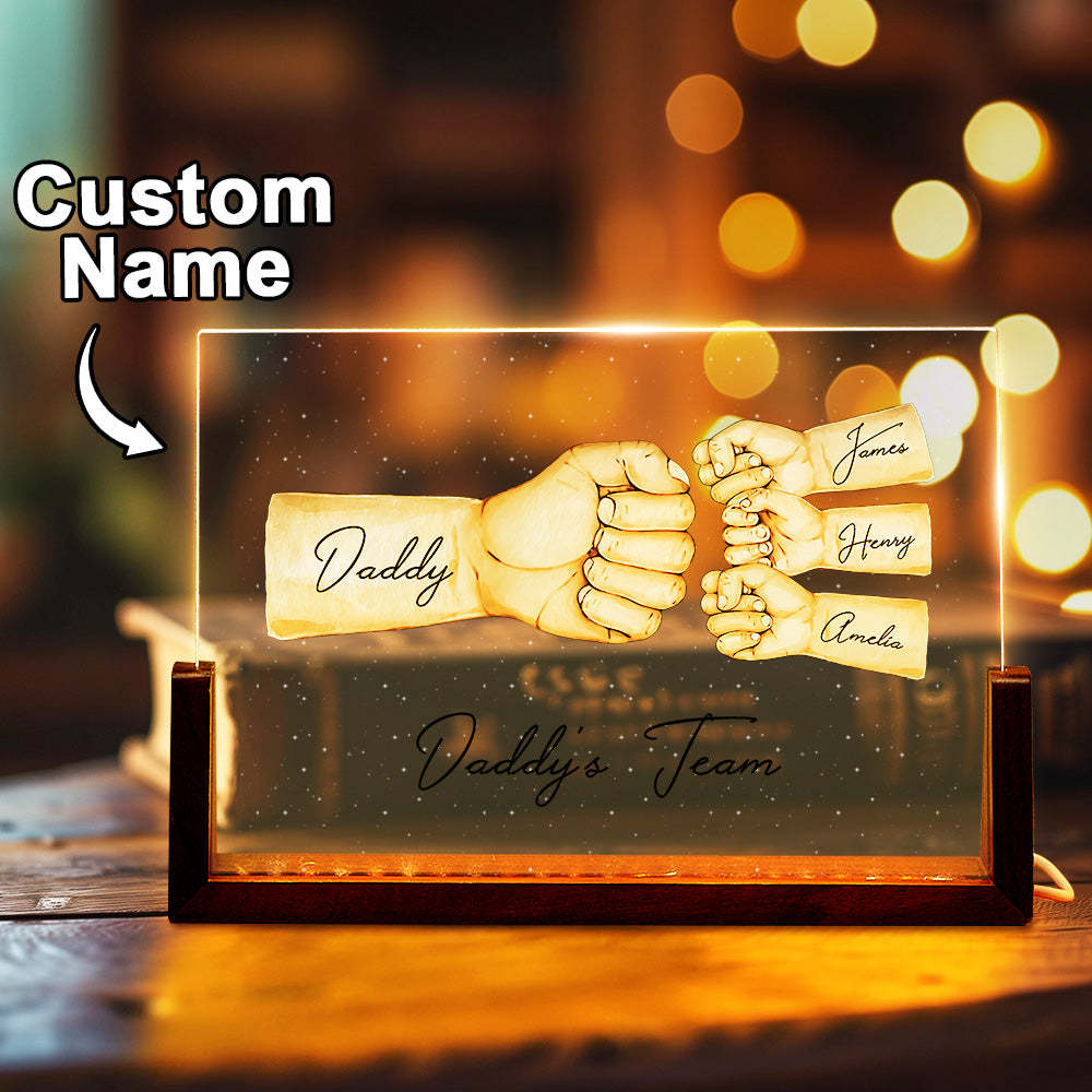 Custom Acrylic Keychain Personalized Daddy's Team Fist Bump Father's Day Gifts