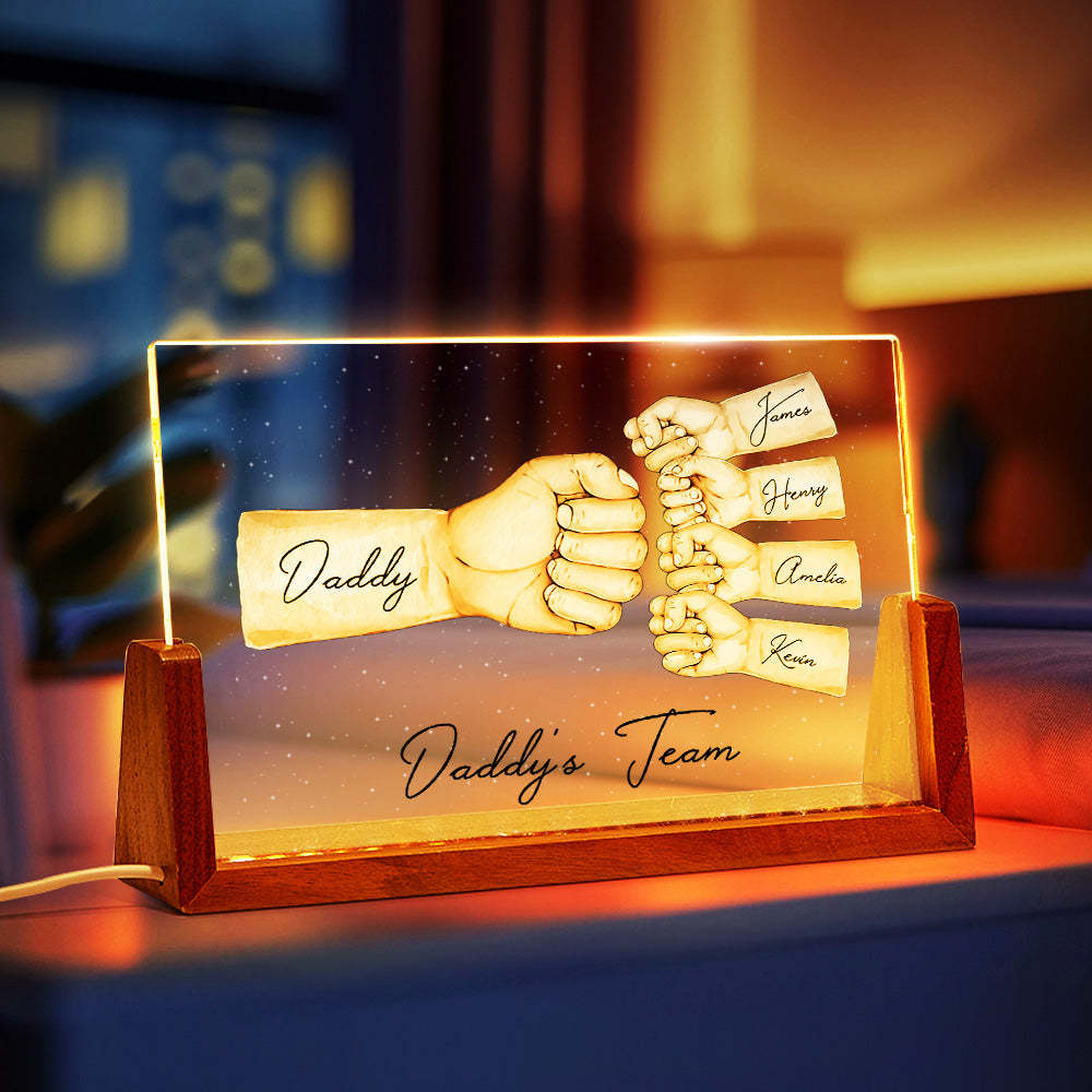 Custom Acrylic Keychain Personalized Daddy's Team Fist Bump Father's Day Gifts
