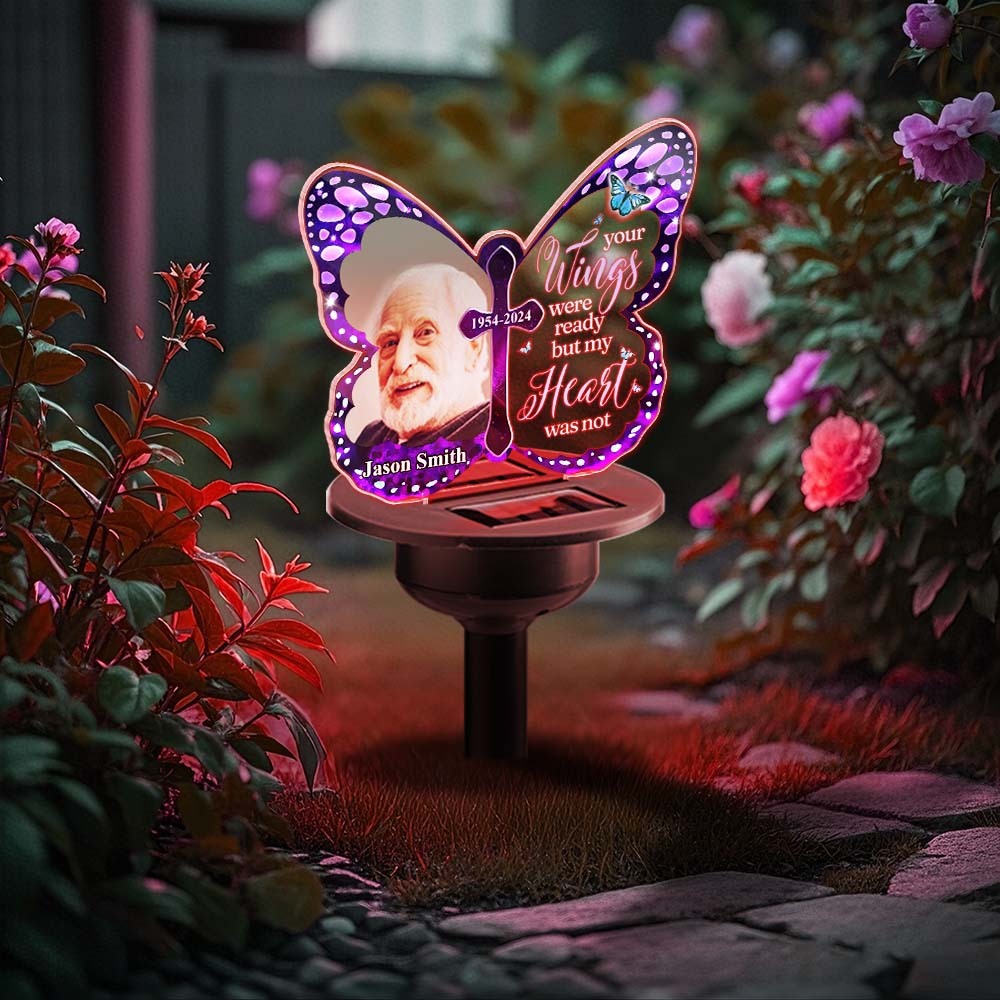 Custom Photo Your Wings Were Ready - Personalized Custom Solar Light