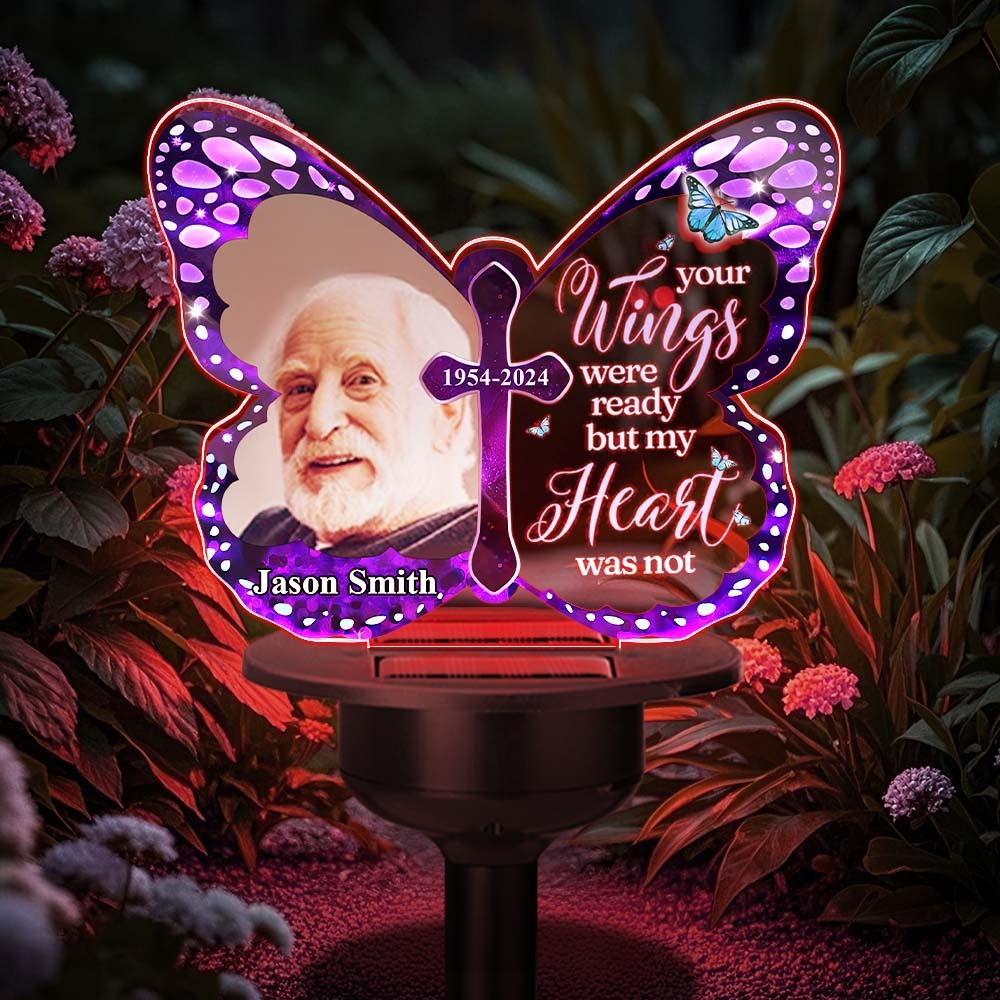 Custom Photo Your Wings Were Ready - Personalized Custom Solar Light
