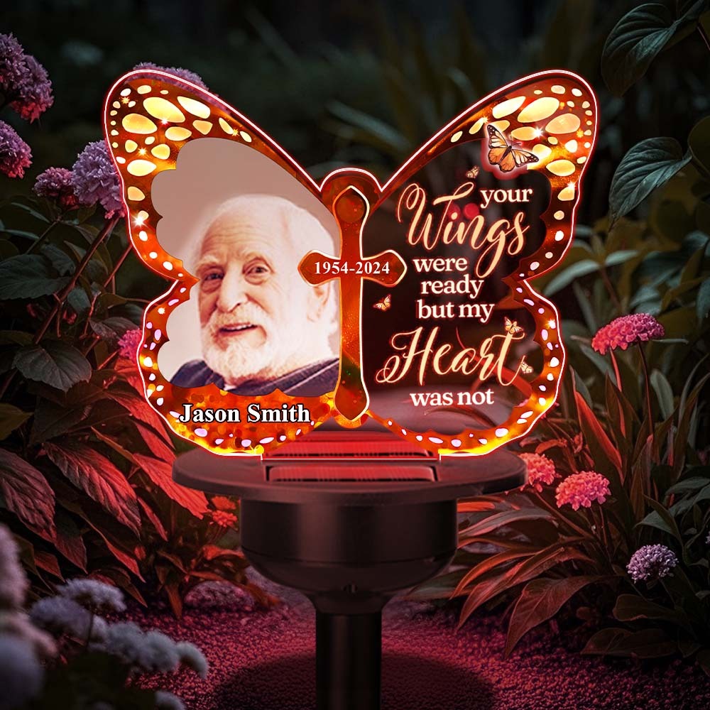 Custom Photo Your Wings Were Ready - Personalized Custom Solar Light
