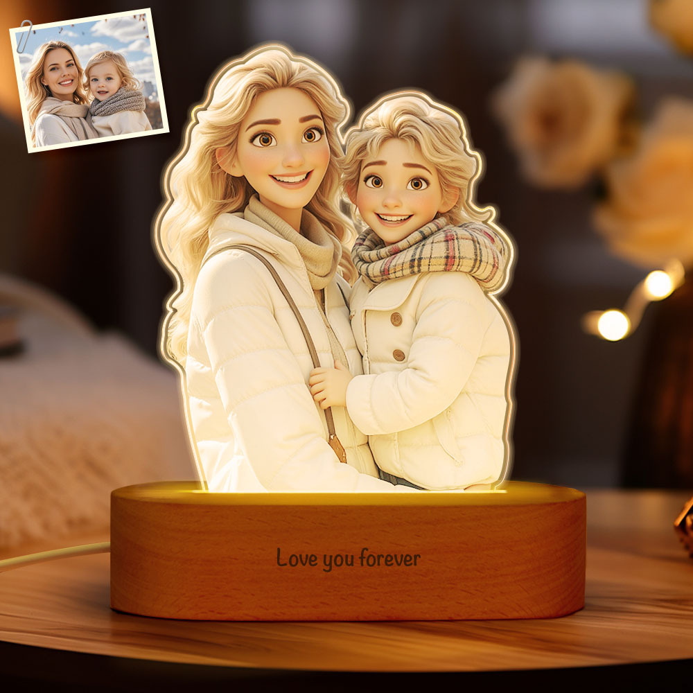 Mother's Day Gifts Personalized Cartoon Style Photo Acrylic Light Lamp