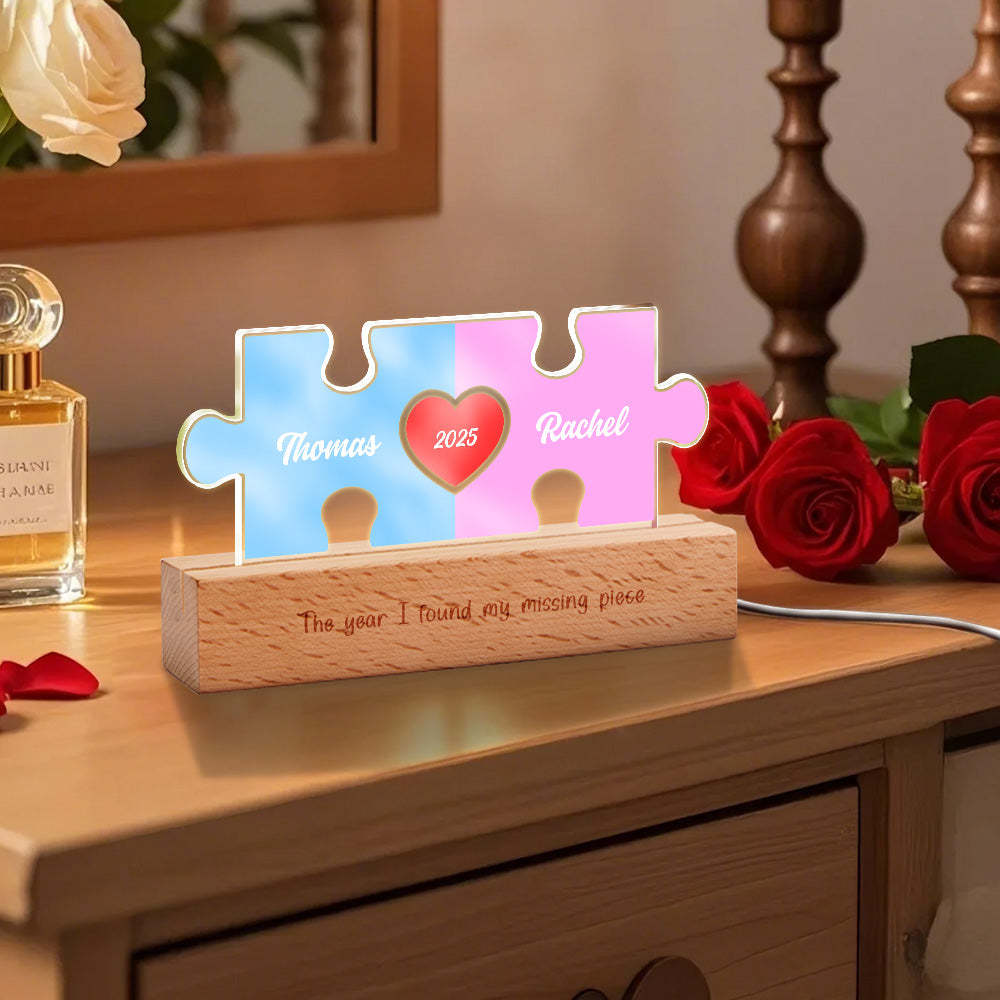 Personalized Couple Name Puzzle LED Night Light Gifts for Lover -   - myphotowallet