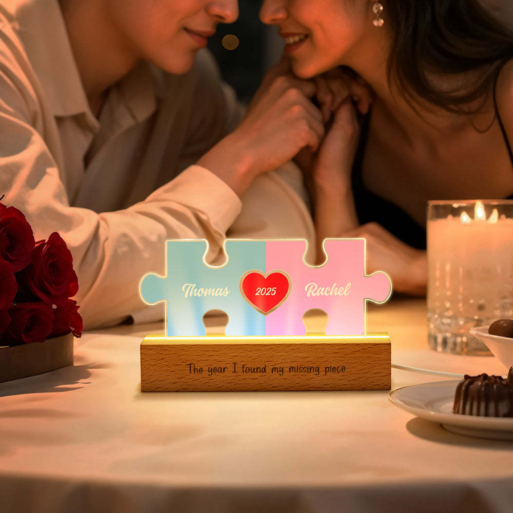 Personalized Couple Name Puzzle LED Night Light Gifts for Lover -   - myphotowallet