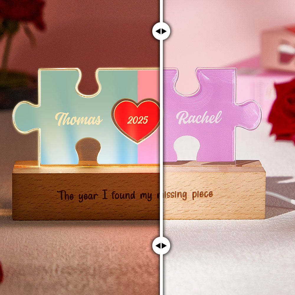 Personalized Couple Name Puzzle LED Night Light Gifts for Lover -   - myphotowallet