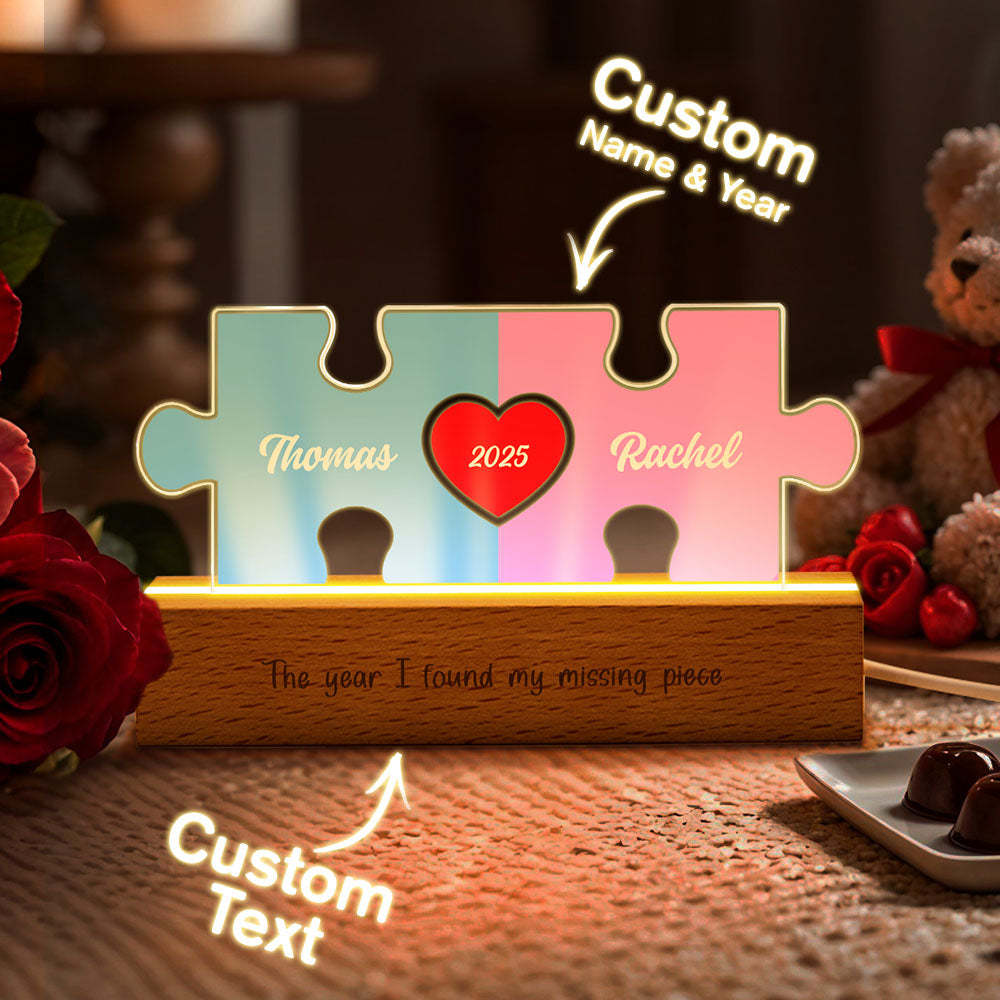 Personalized Couple Name Puzzle LED Night Light Gifts for Lover -   - myphotowallet