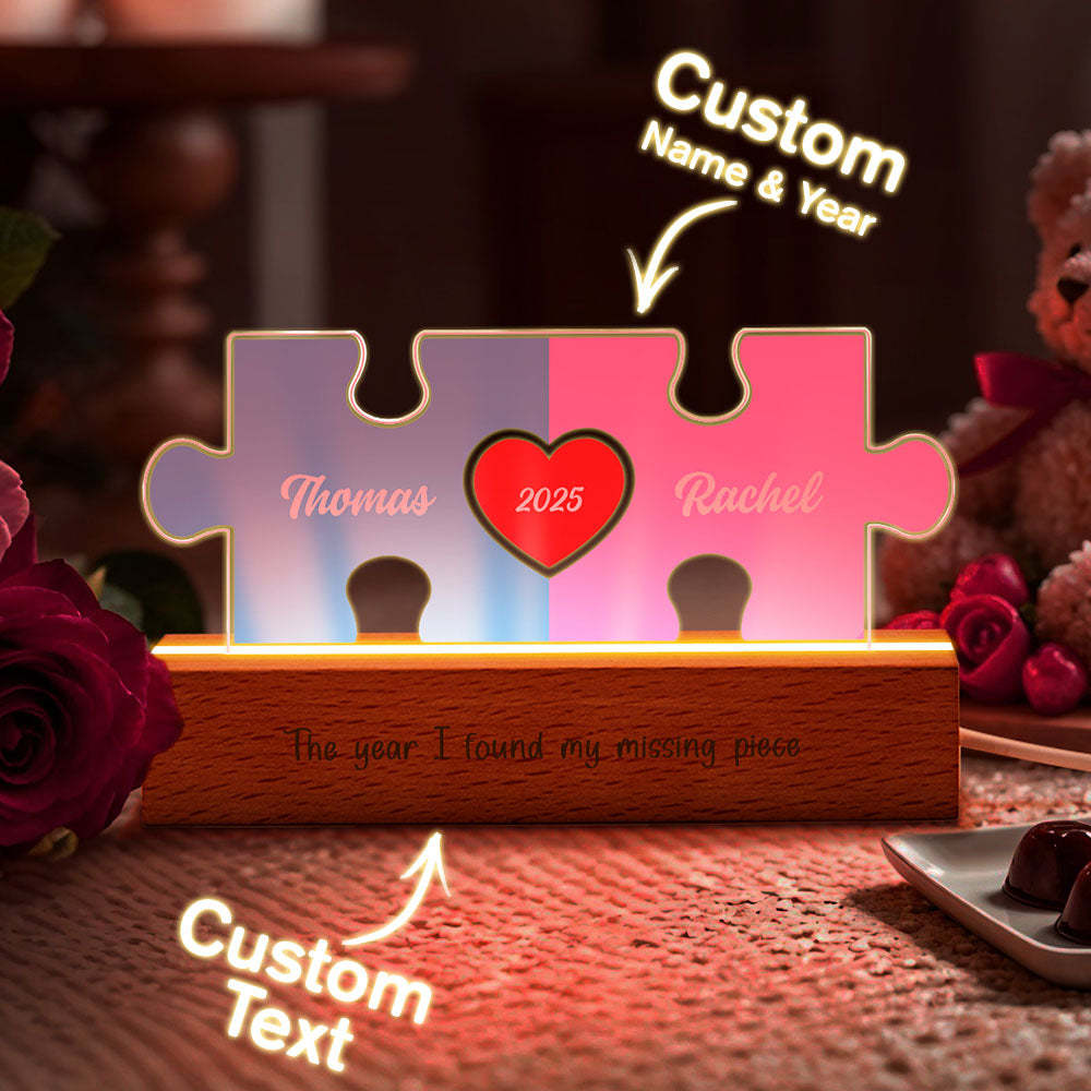 Personalized Couple Name Puzzle LED Night Light Gifts for Lover -   - myphotowallet