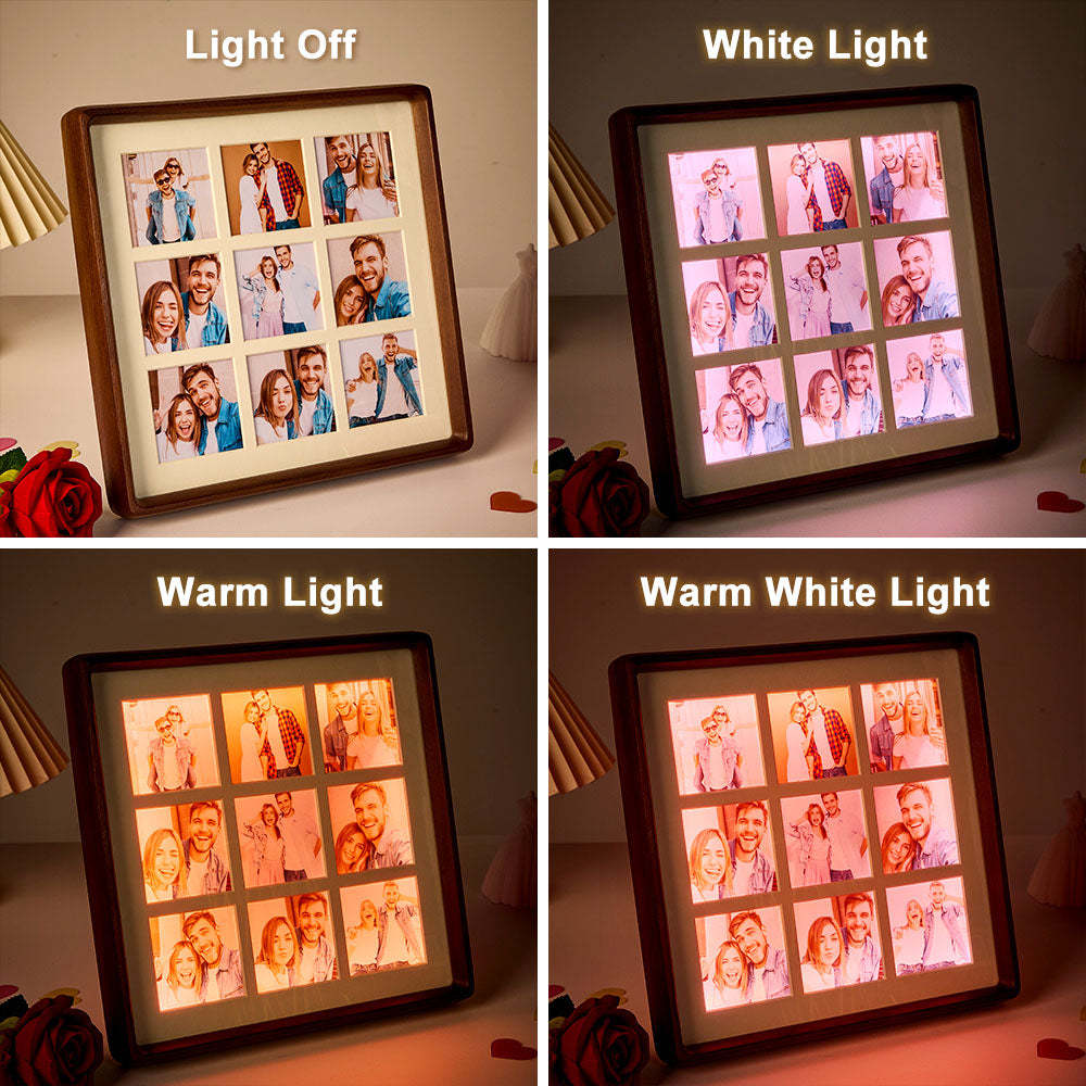 Personalized Photo Collage Photo Frame with Light Gift for Lover -  - myphotowallet
