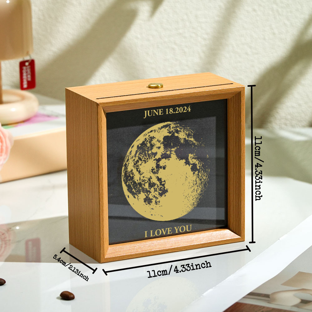 Custom Moon Phase and Text Lamp Wooden Frame Valentine's Gifts - myphotowallet