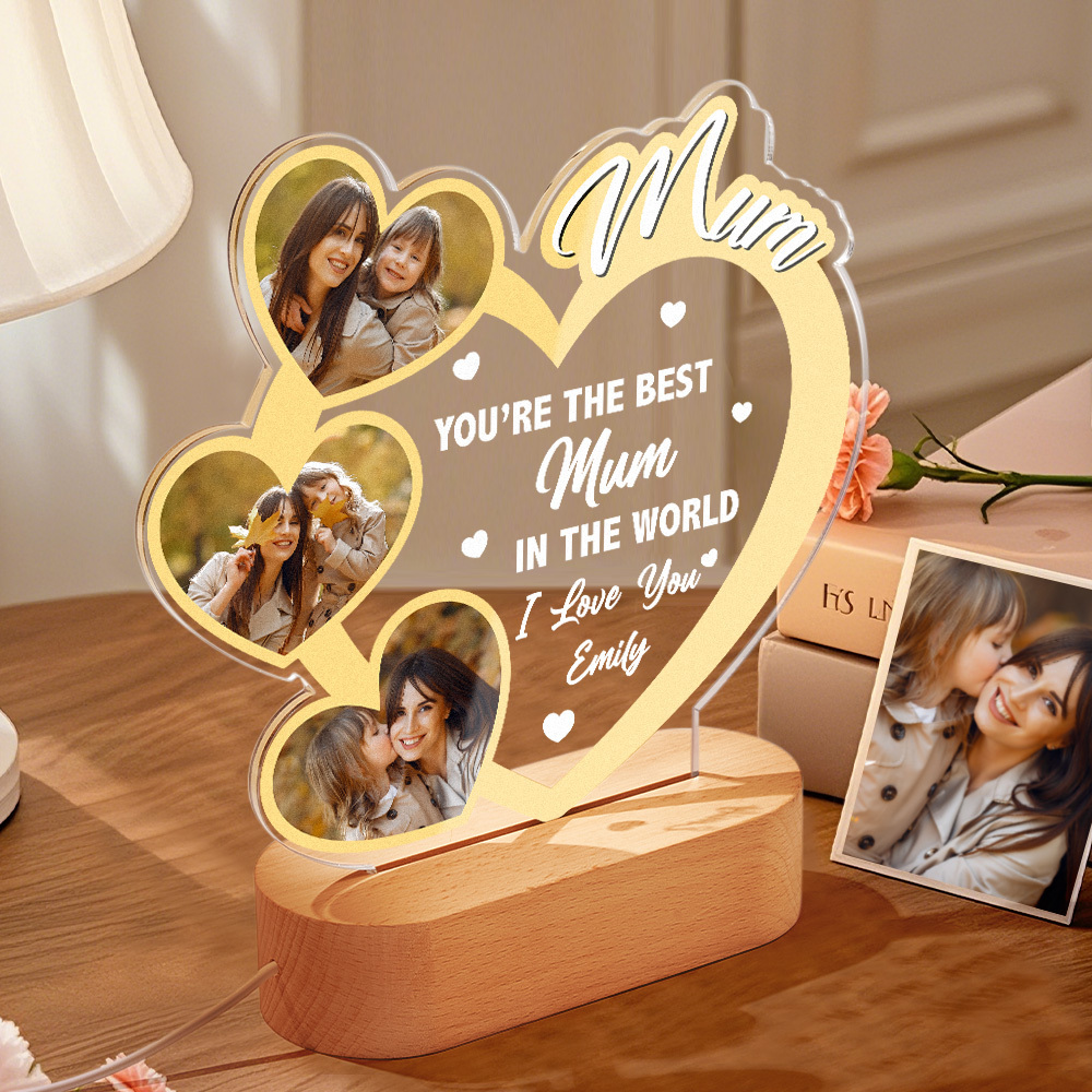 Custom Photos Night Light, Best Mom Gifts Mother Gifts Gift for Mom from Daughter Mother's Day Gift Mom Birthday Gift