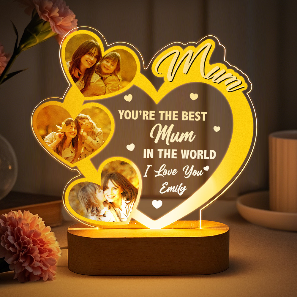 Custom Photos Night Light, Best Mom Gifts Mother Gifts Gift for Mom from Daughter Mother's Day Gift Mom Birthday Gift