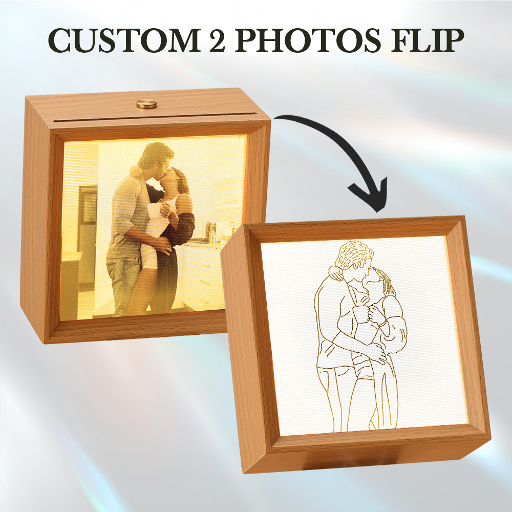Custom Line Drawing from Photo Lenticular Photo Lamp  2 in 1 
