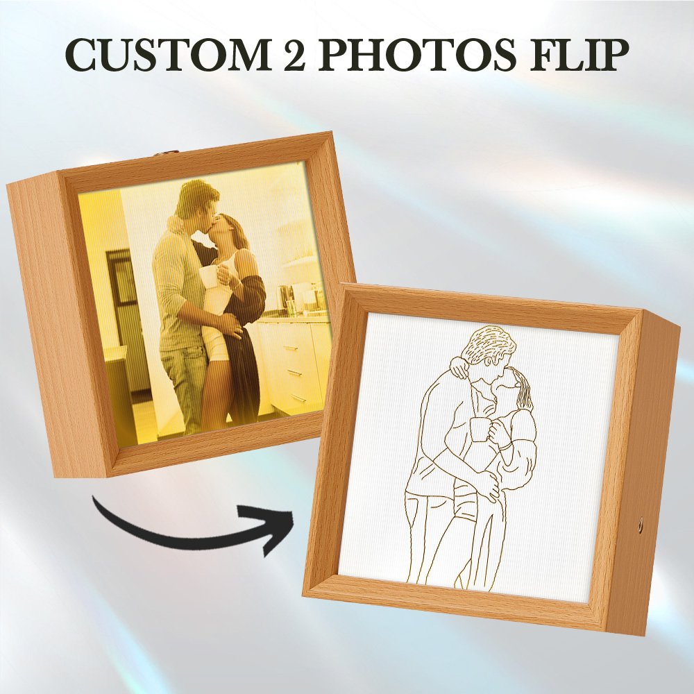 Custom Line Drawing from Photo Lenticular Photo Lamp  2 in 1 