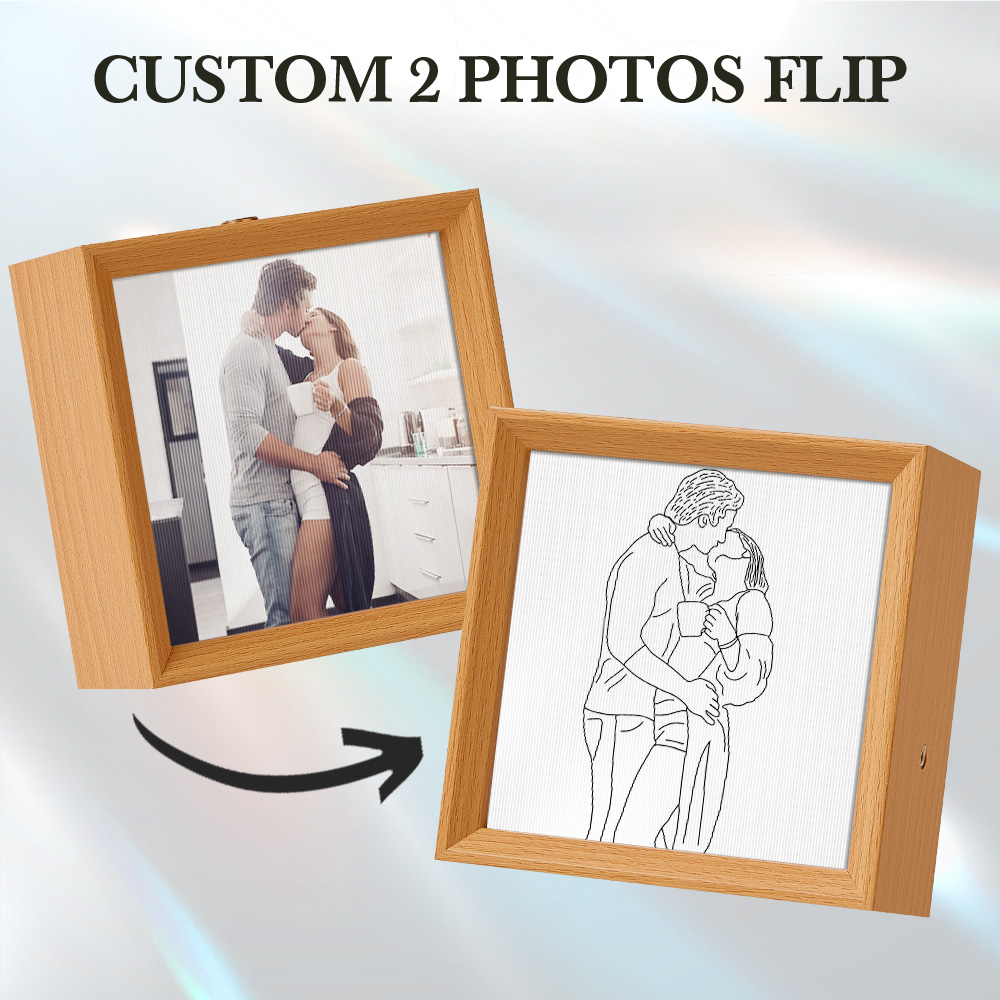 Custom Line Drawing from Photo Lenticular Photo Lamp  2 in 1 Valentine's Day