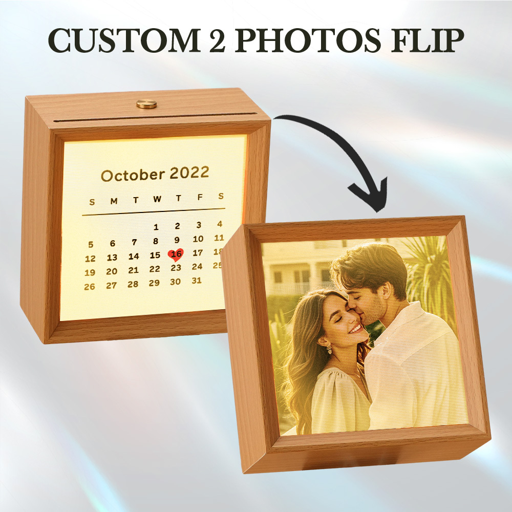 Custom Photo Engraved Calendar Lenticular Photo Lamp  2 in 1 