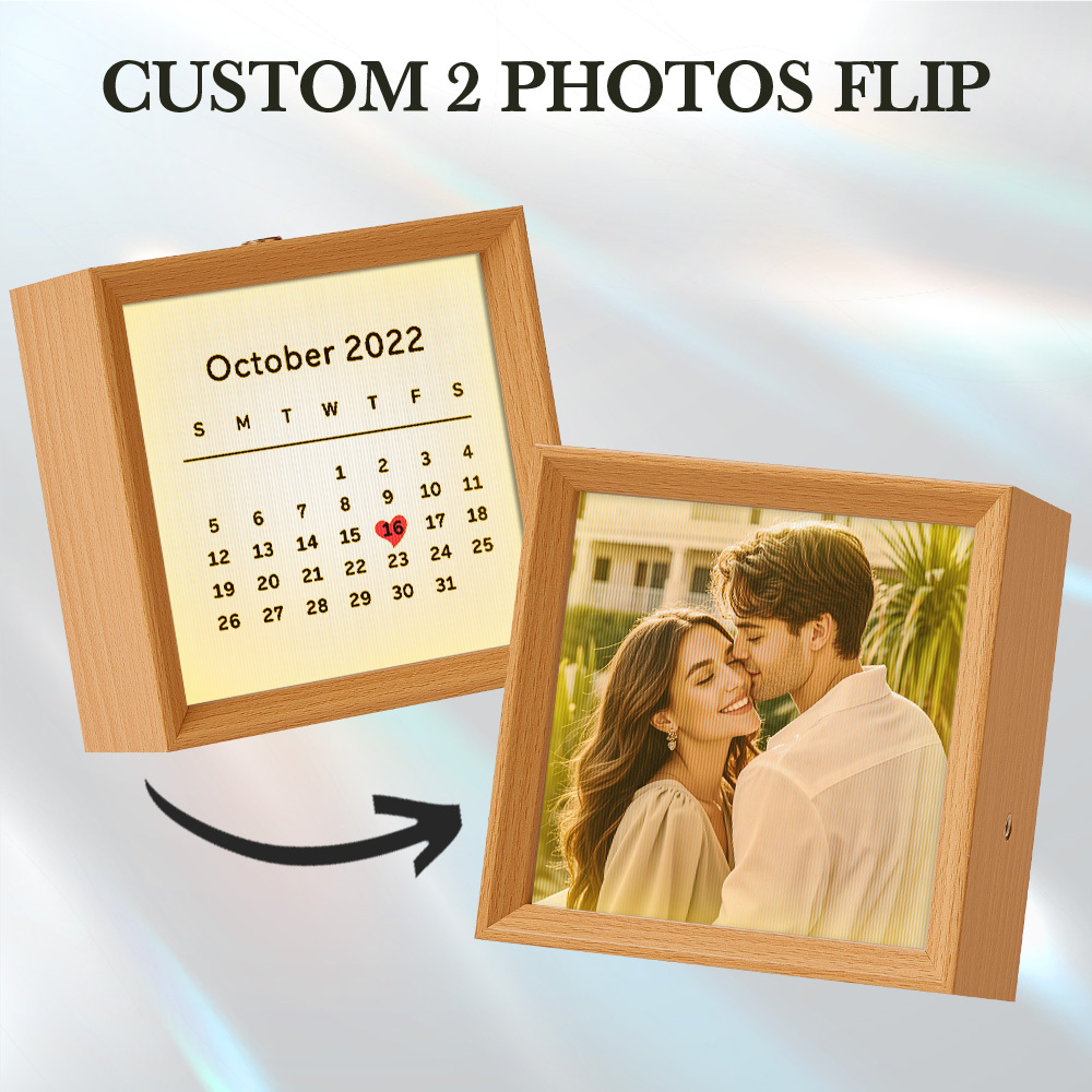 Custom Photo Engraved Calendar Lenticular Photo Lamp  2 in 1 